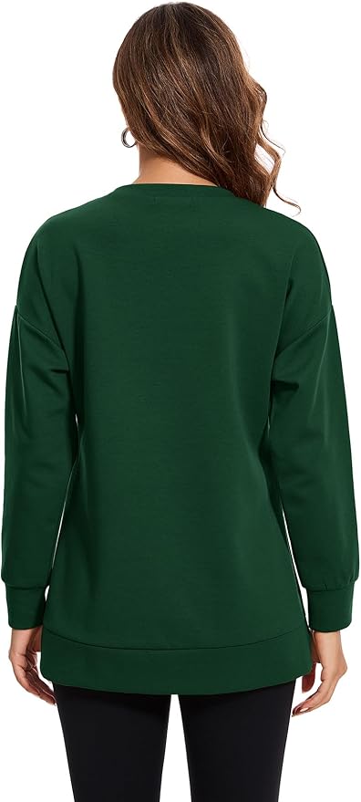 Smallshow Women's Nursing Tops Sweatshirt Long Sleeve Side Split Breastfeeding Shirt