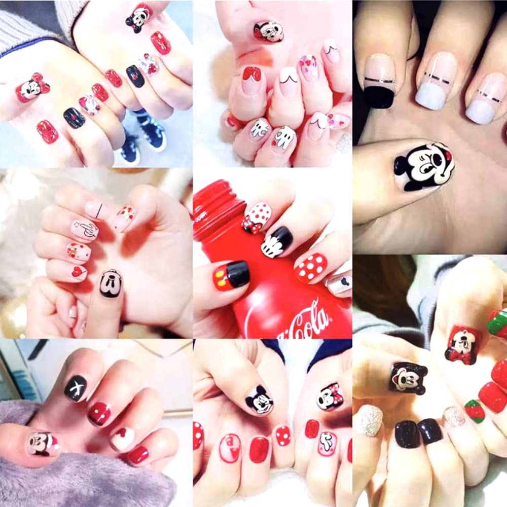 Kawaii Nail Art Stickers 8 Sheets Cute Nail Decals 3D Self Adhesive Mouse Anime Design Cartoon Nail Stickers for Women Girls DIY Cute Manicure Tips Decorations Supplies