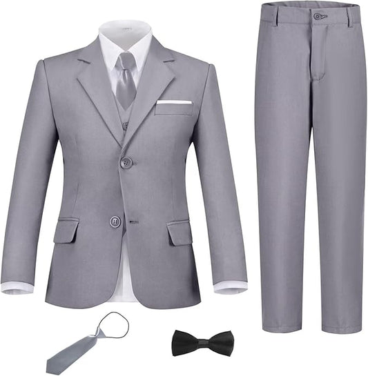 Boys Suit Set Slim Fit Kids Formal Suits Toddler Tuxedo Wedding Prom Classic Suits for Boy Teen Black Blue Dress Outfit