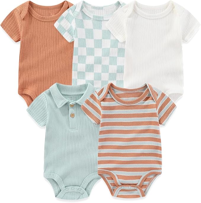 Kiddiezoom Newborn Baby Layette Set 10-Piece with Bodysuits and Pants Set for Unisex Baby Gift Sets