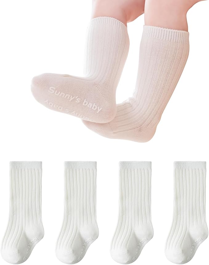 Zumou Toddler Knee High Socks Non Slip Anti Skid Baby Boy Girls Seamless Long Stockings