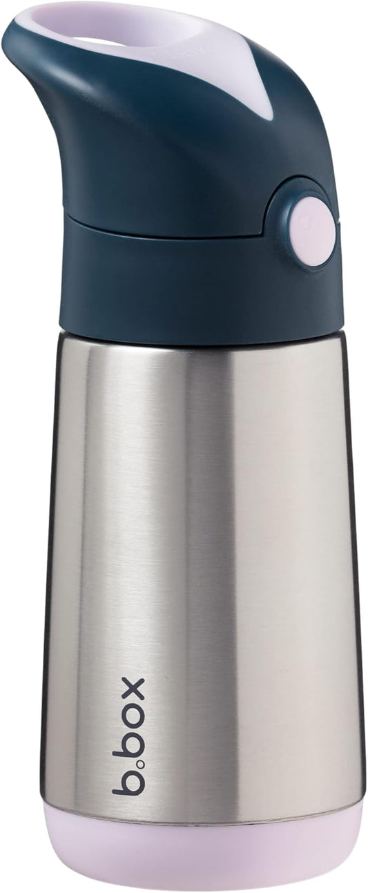 b.box 12 oz Insulated Water Bottle - Keeps Drinks Cold 8 Hours, Warm 6 Hours, Triple Wall Stainless Steel Kids Water Bottle w/Free Flow Silicone Straw, Leakproof & Dishwasher Safe