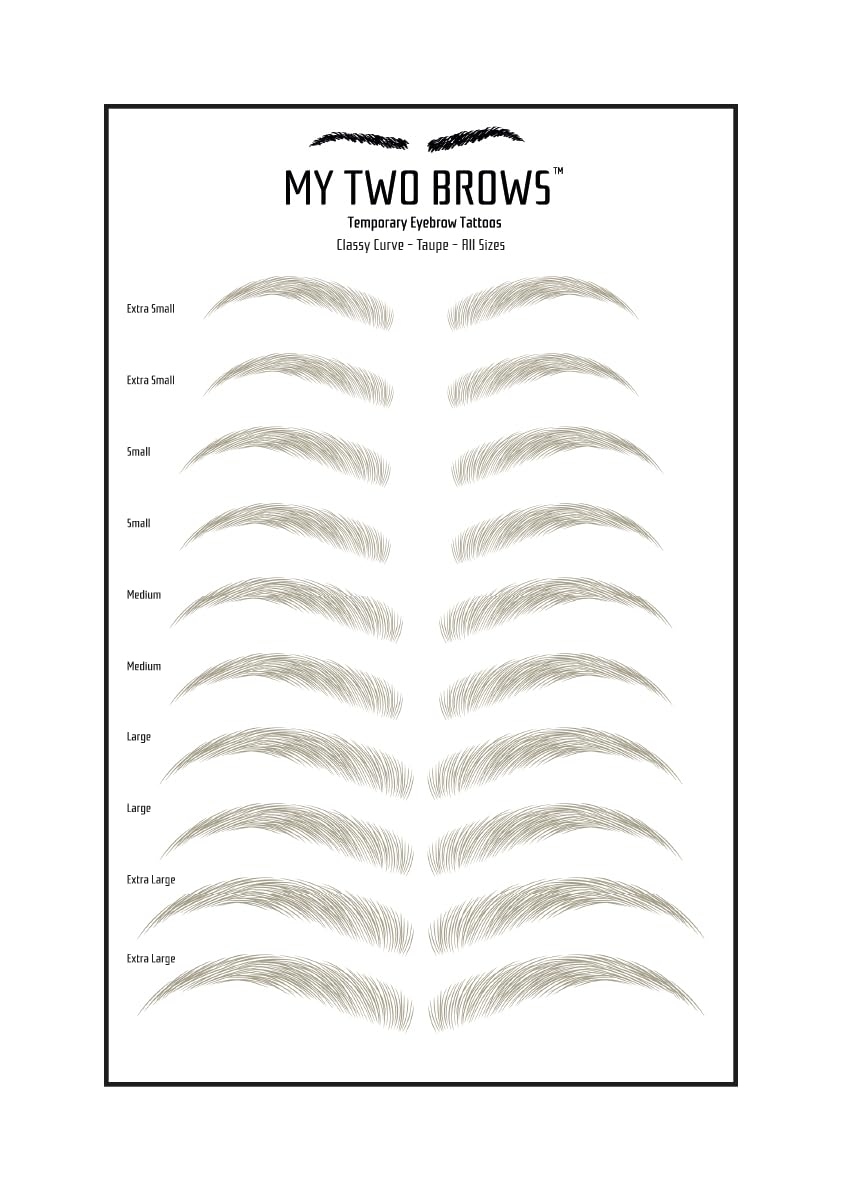 (10 pairs) Taupe Temporary Eyebrow Tattoo - Small Size - Waterproof & Smudgeproof - Classy Curve Style Eyebrow Stickers - Sheet Lasts up to 30 Days - Won't Work on Existing Brows