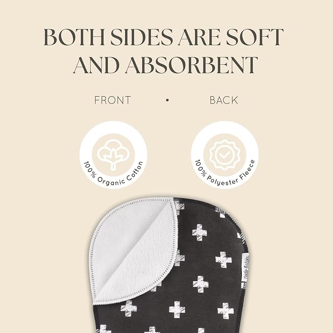 Dodo Babies 5-Pack Baby Burp Cloths - Soft & Absorbent Cotton Burp Cloths are Newborn Essentials Must Haves - Includes Pacifier Case and 2 Pacifier Clips - Colors: Pink, Grey, and Black