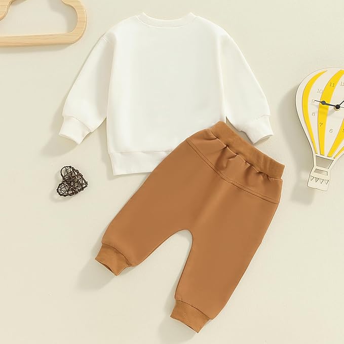 Toddler Baby Boy Fall Winter Outfit Long Sleeve Letter Print Sweatshirts and Jogger Pants Infant Boy Clothes