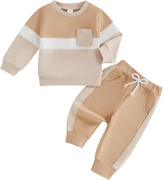 Toddler Baby Boy Fall Outfits Long Sleeve Crew Neck Pullover Sweatshirt + Jogger Pants Set Infant Winter Clothes