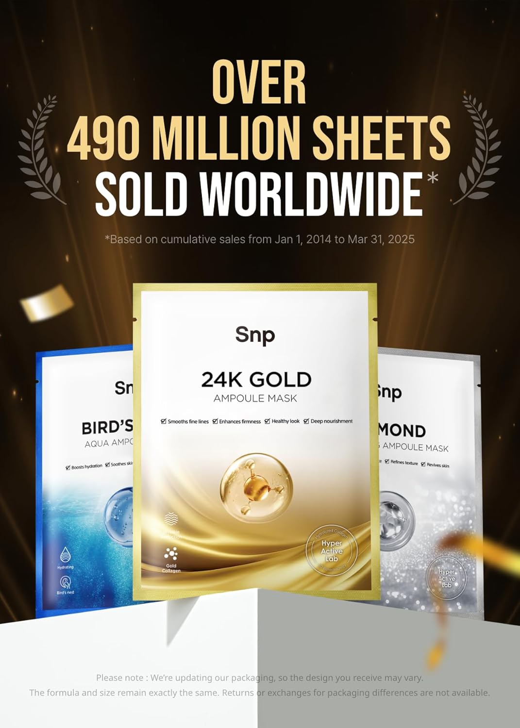 SNP 1000mg Collagen + 24K Gold Ampoule Sheet Mask | Collagen Face Masks Skincare | Tightening, Hydrating, and Nourishing | Korean Skin Care | Overnight Face Masks | Moisturizing Face Mask | 10 Sheets