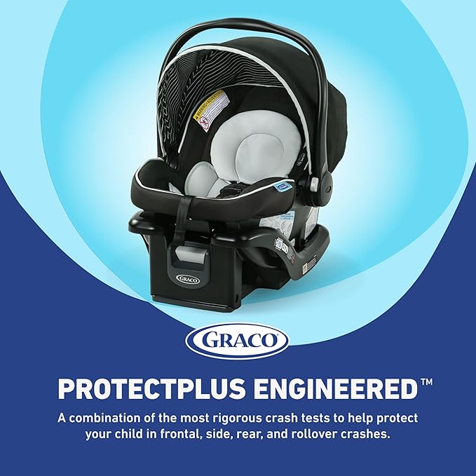 Graco SnugRide Lite LX Infant Car Seat, Lightweight Rear-Facing Seat for Babies 4–30 lb, 4-Position Adjustable Base, LATCH Installation & ProtectPlus Engineered, Studio