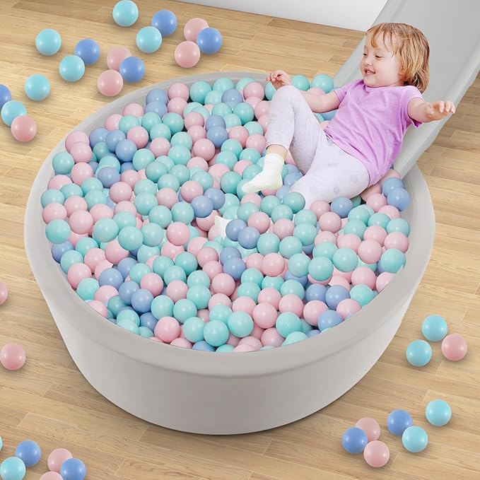 INFANS Foam Ball Pit for Toddlers with 200 Balls, 36"x 12" Large Round Ball Pool Playpen with Soft Memory Sponge Pad, BPA Free, Ideal Gift for Kids Babies Indoor Outdoor (Gray)