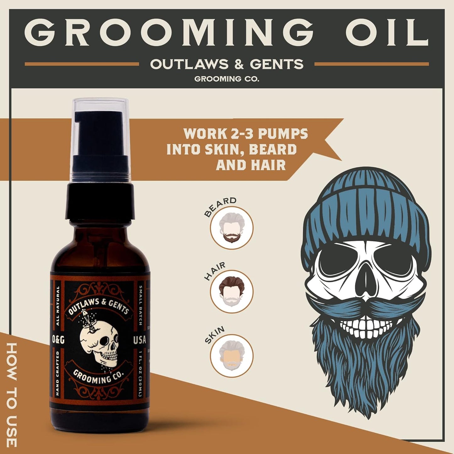Outlaws & Gents Grooming Co. Clove and Orange Grooming Oil - All-Natural Beard and Hair Oil for Men - Moisturizes and Softens Hair, Reduces Itchiness and Flakiness