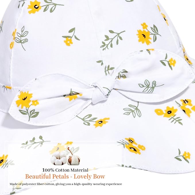 Baby Girl Sun Hat with UPF 50+ Outdoor Adjustable Beach Hat with Wide Brim Bucket Hats