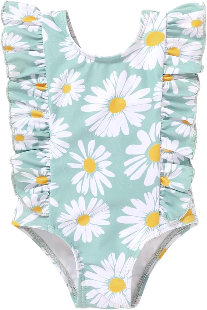 Newborn Baby Girl Ruffle Swimsuit Infant Toddler One Piece Floral Bikini Beach Bathing Swimwear Set