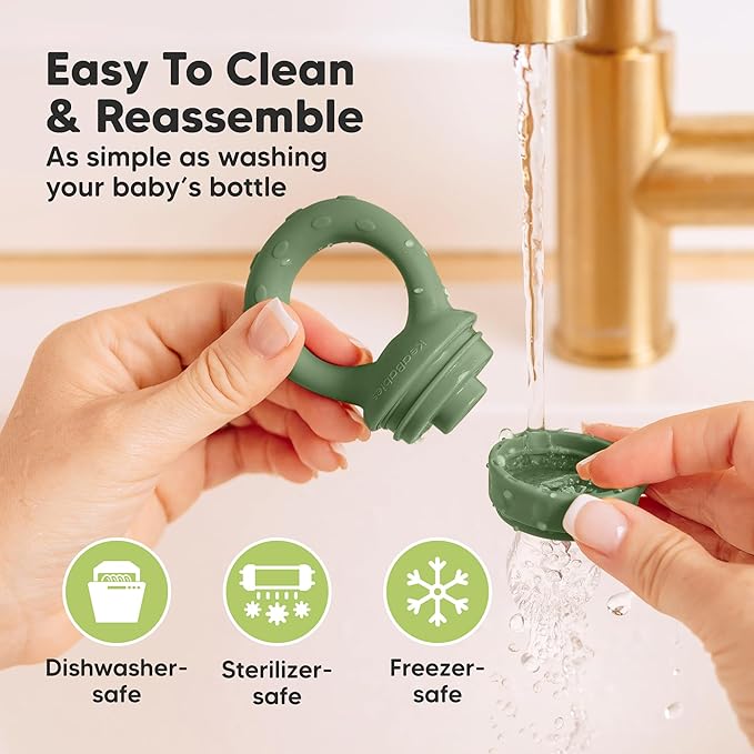 KeaBabies Baby Fruit Feeder 2pk - Silicone Baby Food Feeder for Babies 6-12 Months, Breast Milk Popsicle for Teething, Weaning, Freeze Frozen Solid Food, BPA-Free Infant Feeding Essential (Slate)