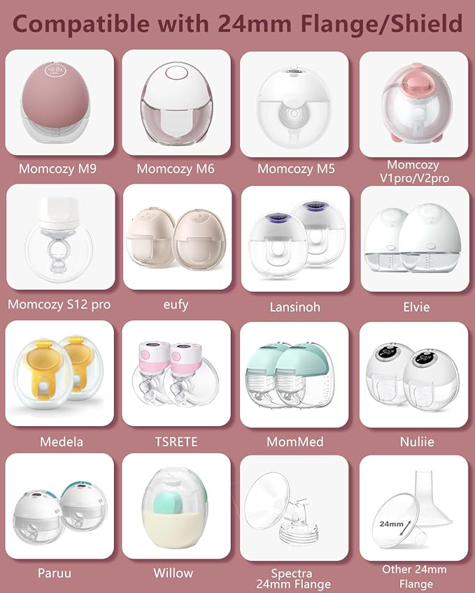 Flange Insert 14mm for Momcozy M9 M6 M5 V1 Pro V2 Pro S12 Pro S9 Pro, Compatible with Medela/Elvie/Spectra/Willow Go/eufy/Lansinoh Breast Pump, Breastfeeding Essential Kit, 2PCS