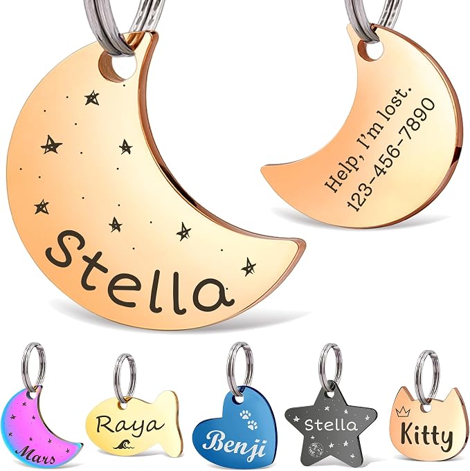 Anavia Small Size Dog Cat ID Tags, Small/XS Personalized Color Plated Stainless by Anavia