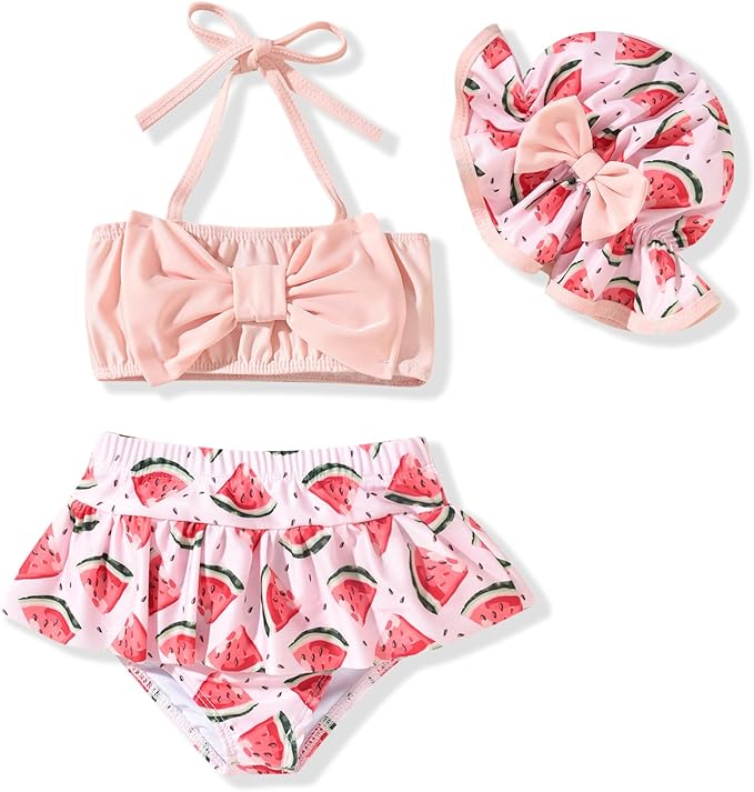 Aalizzwell Baby Girl 2-Piece Bikini Swimsuit with Hat