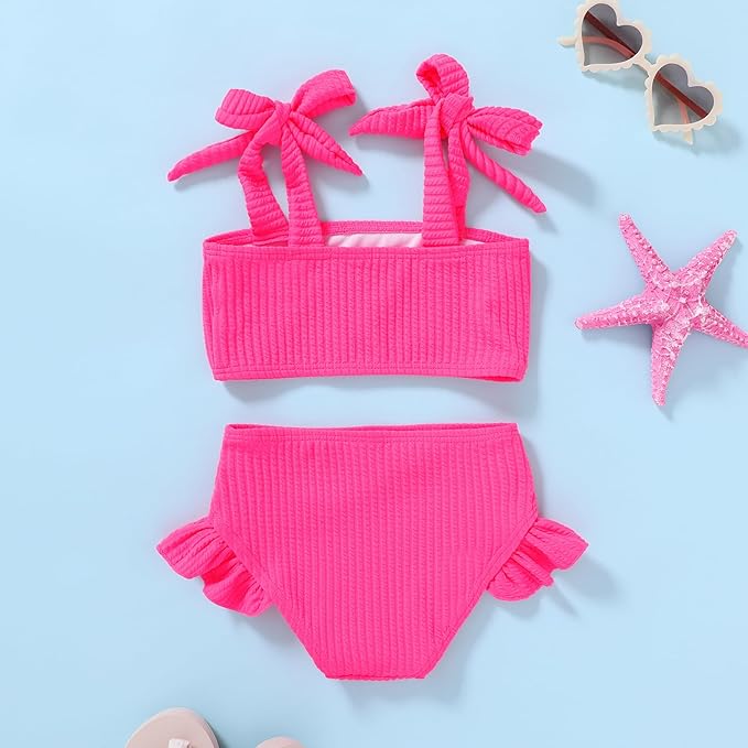 YOUNGER TREE Toddler Girls Two Pieces Swimsuit Color Block Stripe Swimwear Summer Beach Bathing Suit 18M-5T