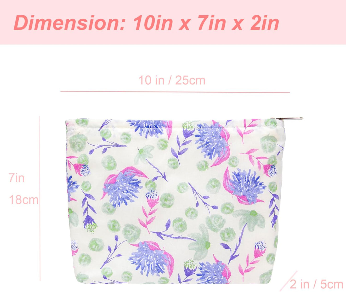 PAZIMIIK Makeup Bag Large Cotton Zipper Pouch for Purse Travel Canvas Make Up Organizer for Women Cosmetic,Galsang White