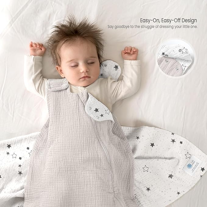 lulumoon Sleep Sack Muslin for Baby: Cotton Wearable Blanket for 3-9 Months - Soft Lightweight Ideal for Nursery Lounge Nighttime Naptime 6-12 Months