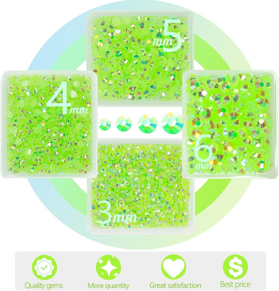 Peridot AB Resin Rhinestones w B7000 Jewelry Glue for Bedazzling Crafting 3mm 4mm 5mm 6mm Fresh Green Flatback Jelly Stones Bulk SS10- SS30 Diamonds Gems for Nails Face Makeup Tumblers Crafts