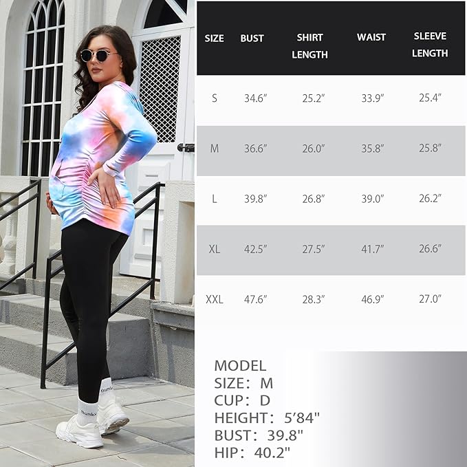 GINKANA Maternity Hoodie Long Sleeves Shirts Casual Maternity Top Pregnancy Sweatshirt Casual Clothes