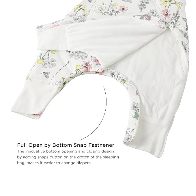 Duomiaomiao 1.5 TOG Toddler Sleep Sack 12-24 Months 101% Cotton Four Season Side Open Zipper Baby Sleep Sack with Feet, Breathable Toddler Wearable Blanket