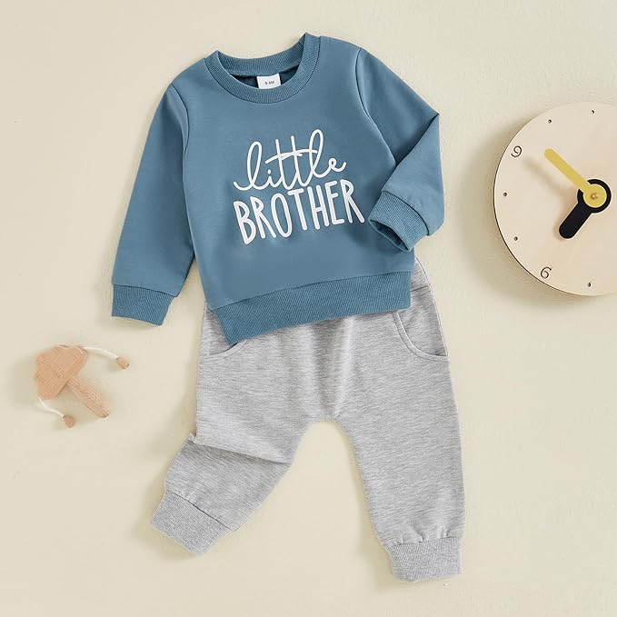 Toddler Baby Boy Fall Winter Outfit Long Sleeve Letter Print Sweatshirts and Jogger Pants Infant Boy Clothes