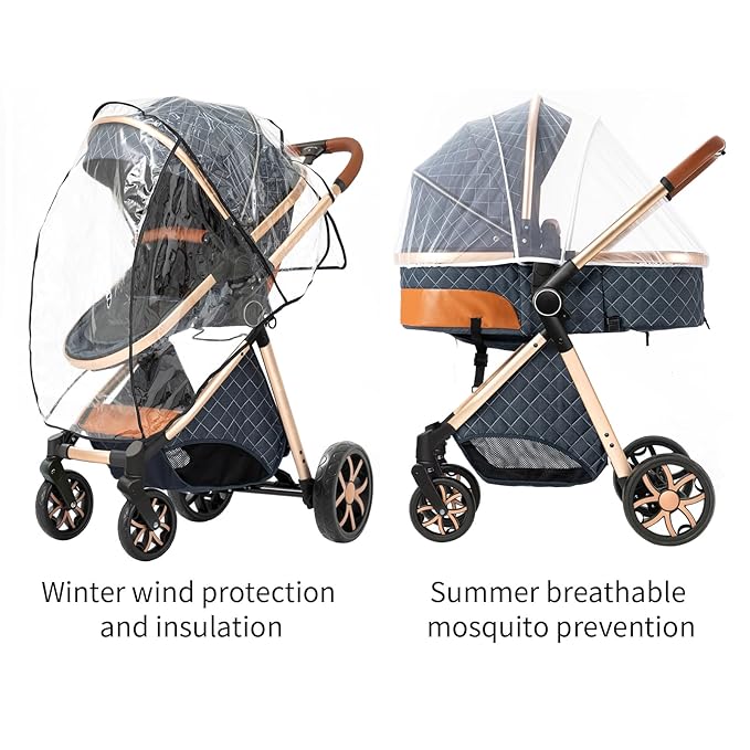 2 in 1 Baby Stroller with Bassinet Mode, Reversible Infant Pram, One-Click Folding, Newborn Travel Stroller, Convertible Toddler Standard Pram Carriage (X2US-Pink)