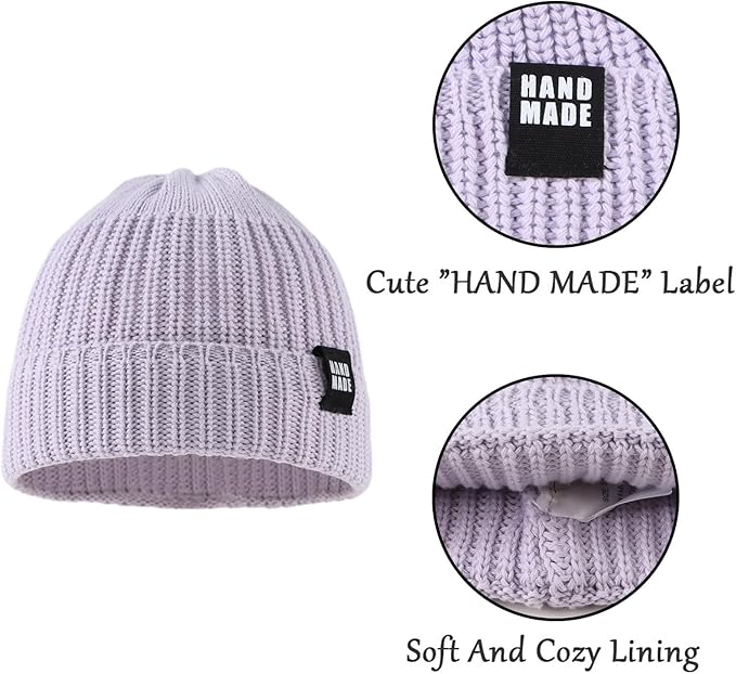 JANGANNSA Simple Knitted Baby Beanie Hip-Hop Boys Winter Hat Toddler Kids Bonnet for Girls 0-5Y