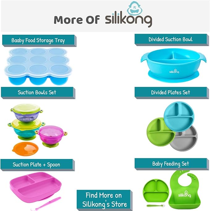 Silikong Suction Plate for Toddlers | BPA Free, 100% Food-Grade Silicone | Microwave, Dishwasher and Oven Safe | Stay Put Divided Baby Feeding Plates