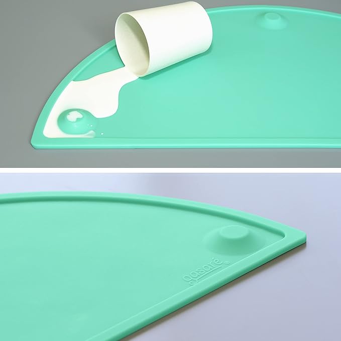 GASARÉ, Extra Large 20 x 11 Inches, Silicone Placemats for Dining Table, Suction Cups, Raised Edges, Non-Slip, Food Grade, BPA Free, Dishwasher Safe, Teal