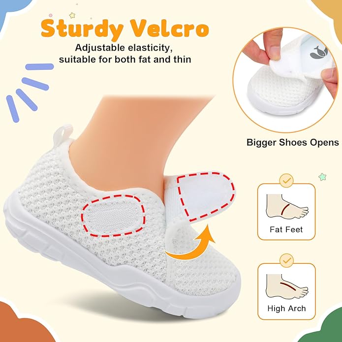 FEETCITY Baby Shoes Boys Girls First Walking Shoes Infant Sneakers Lightweight Slip On Shoe