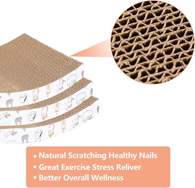 PatiencET 3 Pack Cat Scratcher Pad Recycle Corrugated Cat Scratching Pad Type S - Image 3
