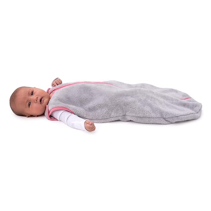 baby deedee Sleep Nest Teddy Baby Sleeping Bag, Gray Bubble Gum, Medium (6-18 Month)