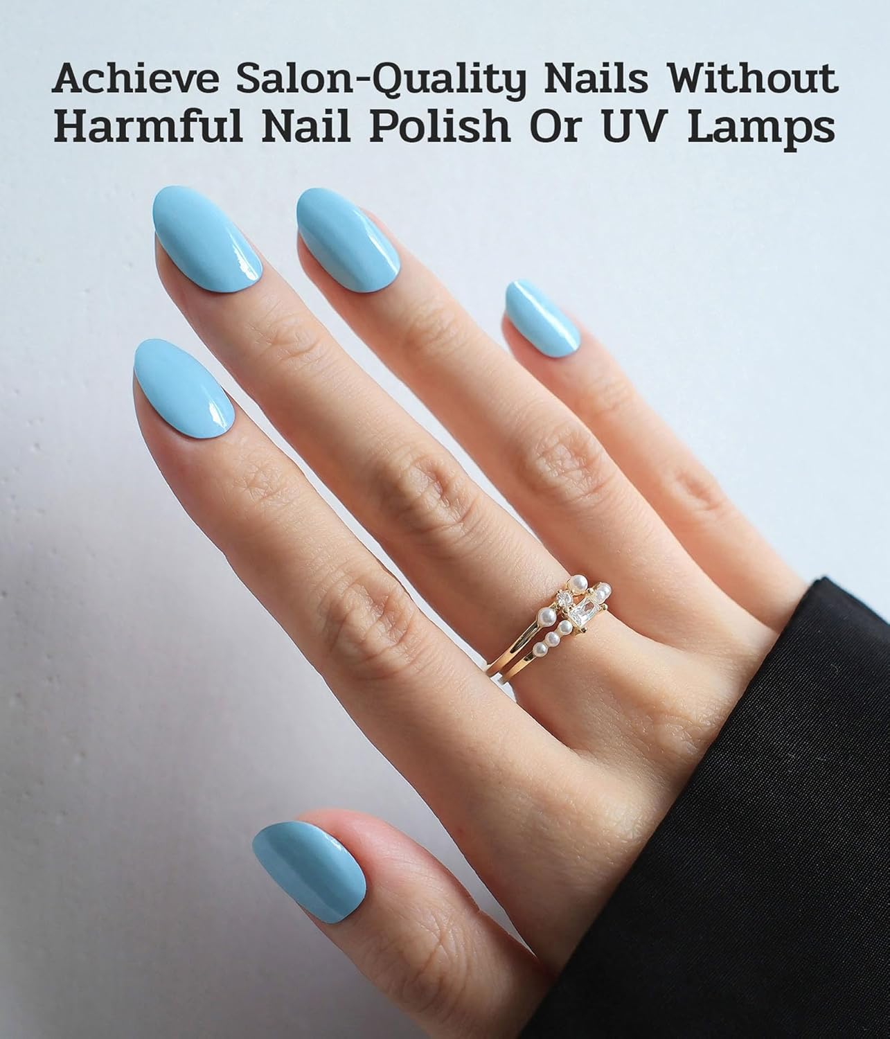 Nail Polish Strips - 22 Pcs Salon Quality Gel Nail Stickers - Long Lasting Wraps (Explorer Blue)