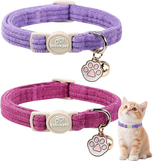 2 Pack Corduroy Cat Collars by Babolepet