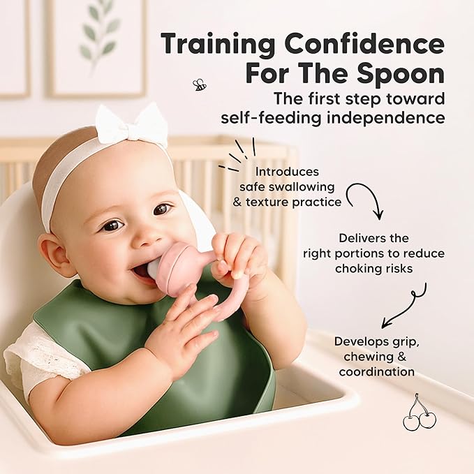 KeaBabies Baby Fruit Feeder 2pk - Silicone Baby Food Feeder for Babies 6-12 Months, Breast Milk Popsicle for Teething, Weaning, Freeze Frozen Solid Food, BPA-Free Infant Feeding Essential (Mellow)