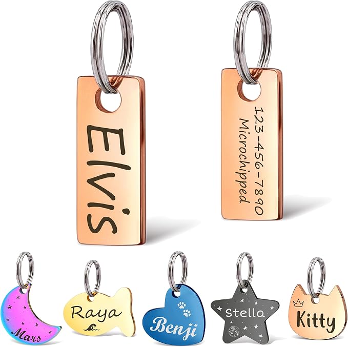 Anavia Small Size Dog Cat ID Tags, Small/XS Personalized Color Plated Stainless by Anavia