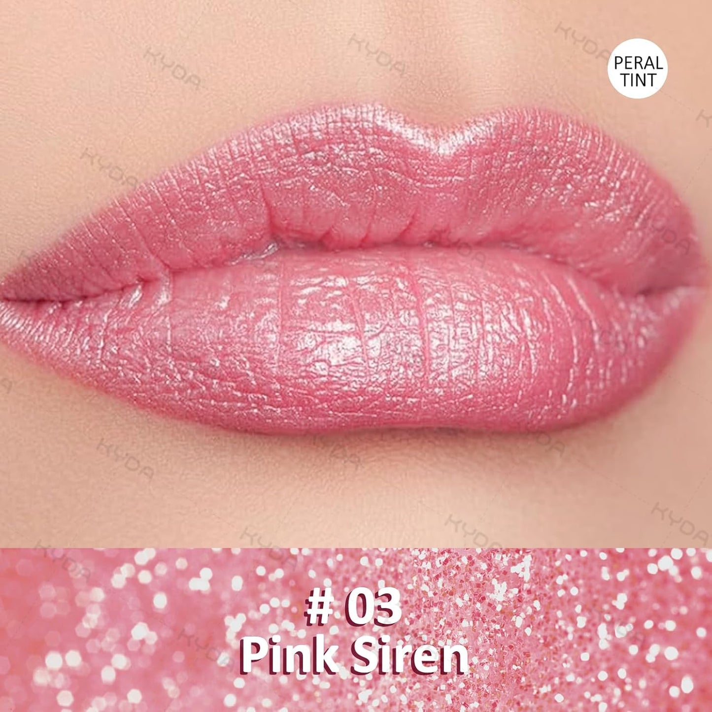 KYDA Pink Shimmer Lipstick, Metallic Pearl Lipstick, Lasting Non-sticky Glitter Lips Color, High Glossy Lips Makeup for Women, Pink Siren
