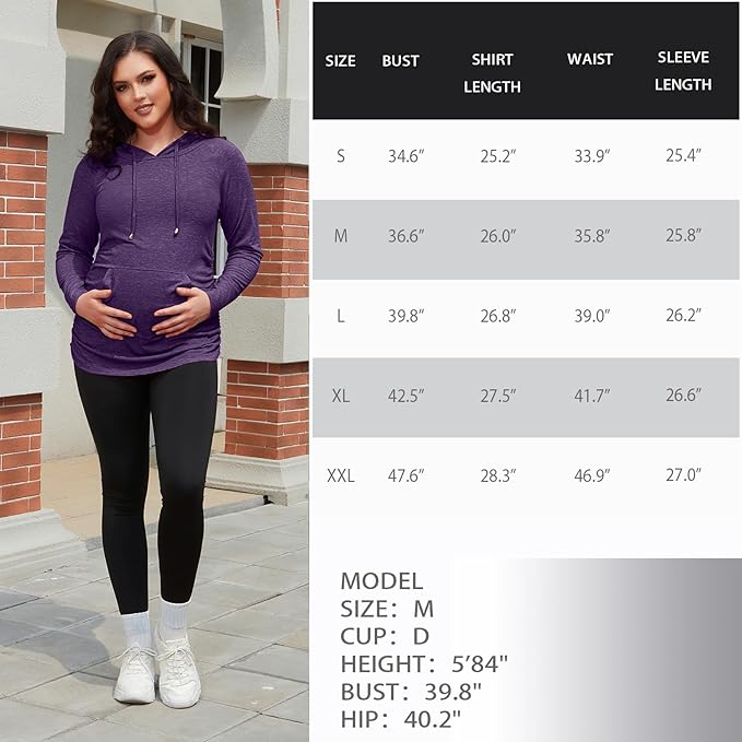 GINKANA Maternity Hoodie Long Sleeves Shirts Casual Maternity Top Pregnancy Sweatshirt Casual Clothes