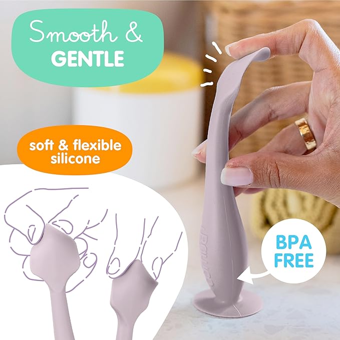 Baby Bum Brush - BPA-Free Diaper Cream Spatula with Suction Cup Base, Soft & Flexible Silicone, Wipe-Clean, Mom-Invented Diaper Bag Essentials (Lavender)