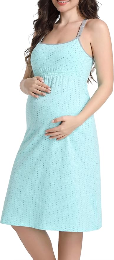 SUIEK 3-Pack Maternity Nursing Nightgown Cotton Breastfeeding Dress Pregnancy Tank Tops Sleepwear