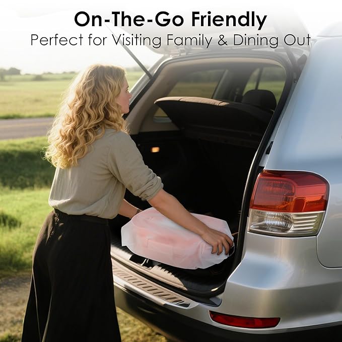 Bella’s Friends 3-in-1 Toddler Booster Seat for Dining Table and Kitchen Chair with Adjustable Tray and Safety Straps, Foldable&Portable Baby Seat for Travel, Feeding, and Floor Use, Pink