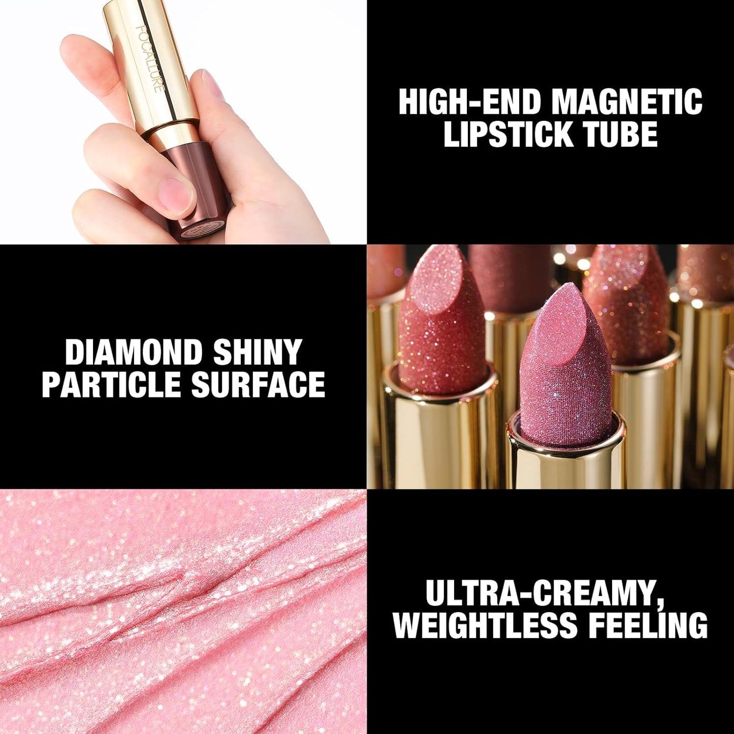 FOCALLURE Glisten Opal Shine Lipstick, High Impact Lip Color, Moisturizing Tinted Lip Balm, Lightweight & Hydrating Formula for Lip Care, COWGIRL