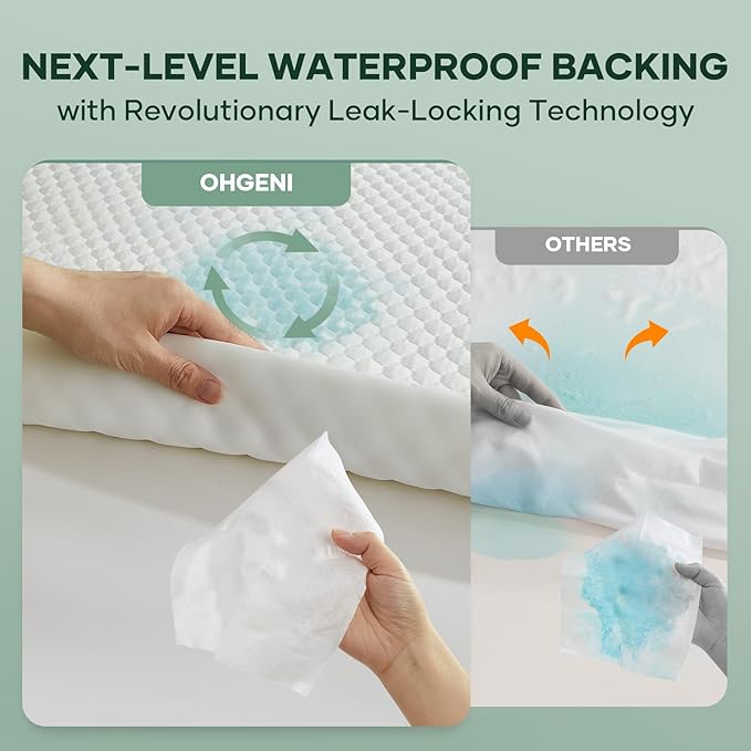 OhGeni 100% Waterproof Mattress Protector, King Size Mattress Soft Pad - Image 3