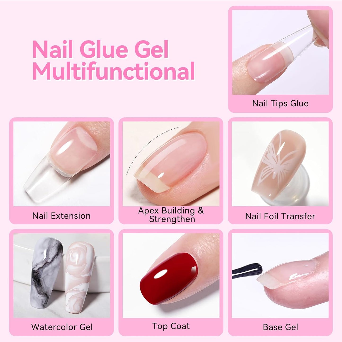 Born Pretty Gel Top Coat,15ml Gloss Top Coat and Nail Glue for Tips Set,No Wipe Super Top Coat Not Chip or Peel and Long Lastingfor Nail Art
