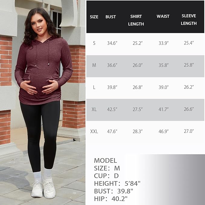 GINKANA Maternity Hoodie Long Sleeves Shirts Casual Maternity Top Pregnancy Sweatshirt Casual Clothes