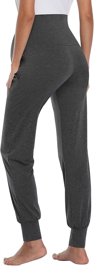 AMPOSH Women's Maternity Pants Stretchy Lounge Workout Pants Casual Loose Comfy Pregnancy Joggers with Pockets