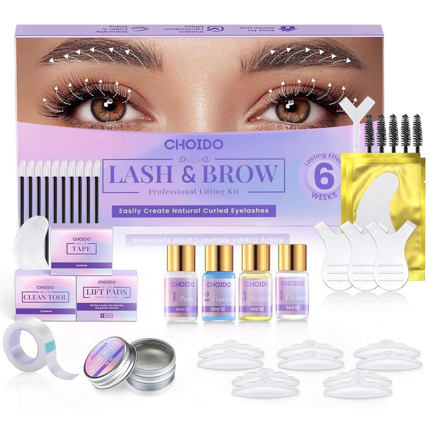 Lash Lift Kit - Eyelash Perm Kit - Eyebrow Lamination Kit, 2 in 1 Professional Eyelash Curling Lash Extension & Eyebrow Lift Kit, Eyelash Lift Kit Easy to Use for Salon & DIY Home Use, Lasts 6-8 Weeks