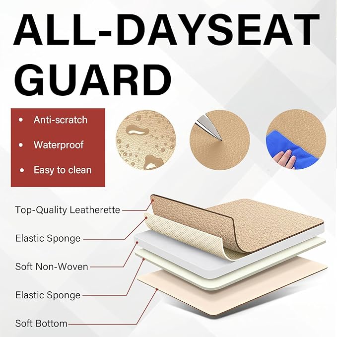 Leather Car Seat Covers Fit for LR Range Rover Sport 2023-2025, 5 Seater Waterproof and Wear-Resistant Seat Cover Interior Accessories(Full Set with Pillow,Beige)